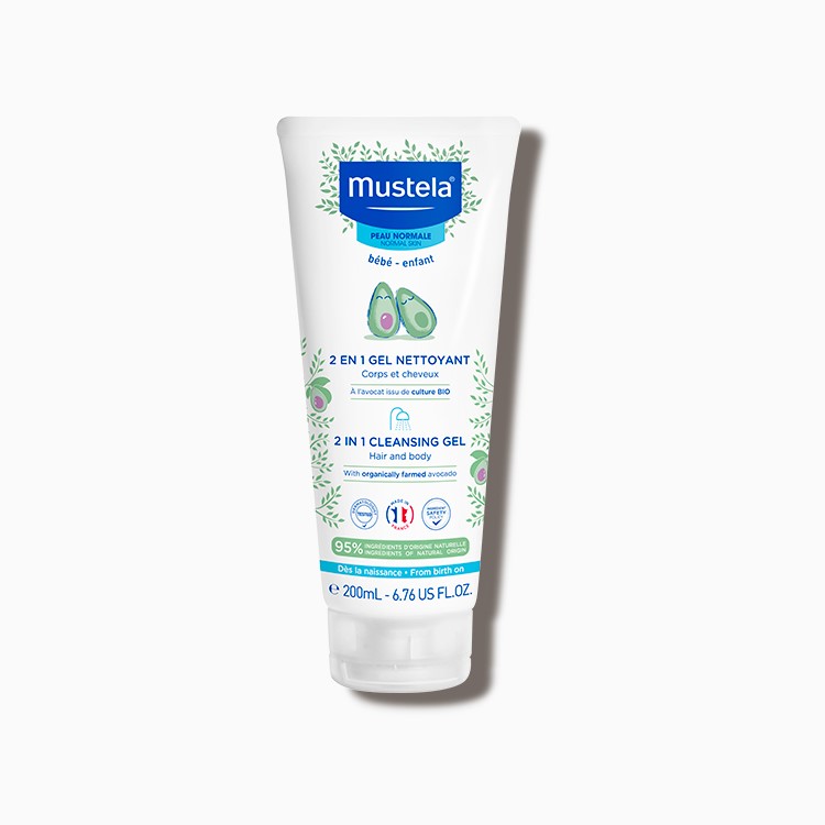 Gel nettoyant 2 en 1 à l’avocat Mustela corps et cheveux